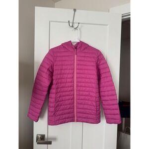 Lands End Kids XL 14-16 Pink PrimaLoft Hooded Puffer Jacket Magenta